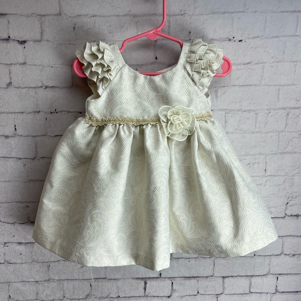 Laura Ashley London size 12 months cream and gold special occasion dress